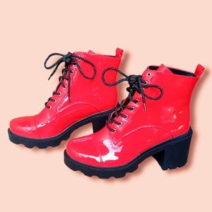 Platform Boots: Fiery Glossy Red